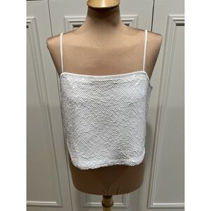 Abercrombie & Fitch White Sequined Crop Top Girls Night Out Club Ethereal Glitz